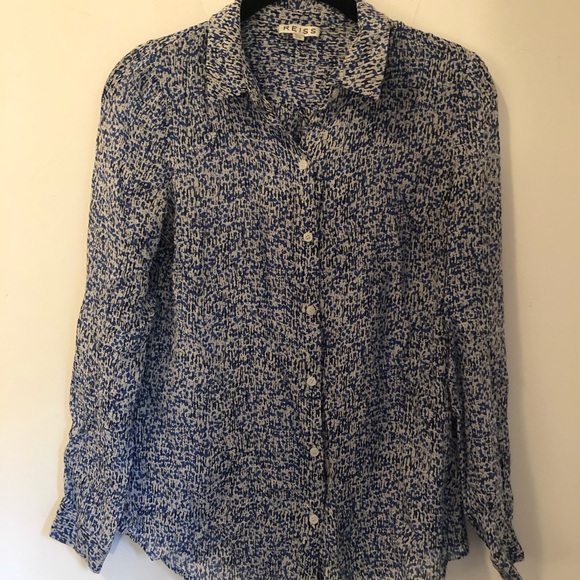 Reiss Blue, White and Black Blouse - Picture 3 of 6